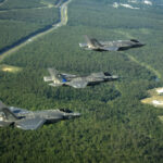 F-35 Lightning II fighter jets in formation