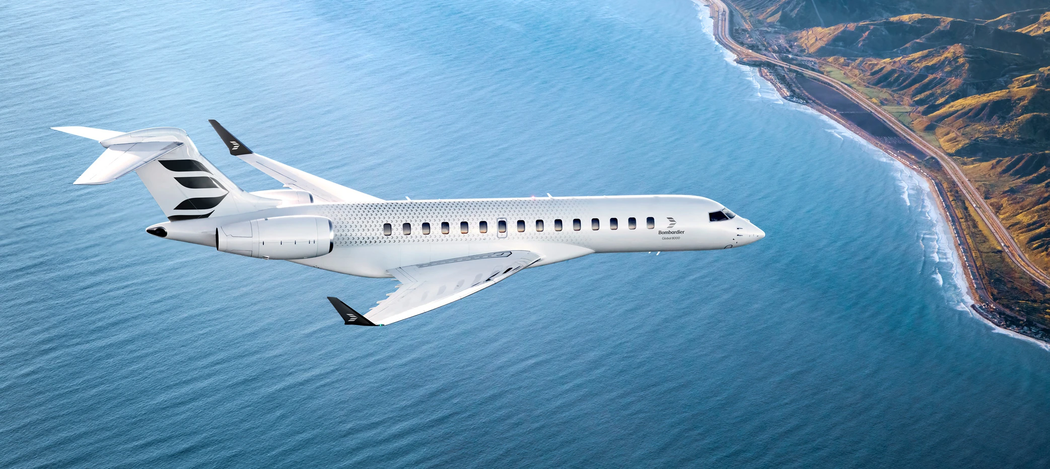 Bombardier Global 8000 in flight