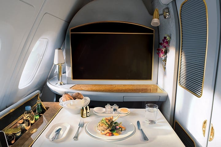 Emirates A380 First Class Dining