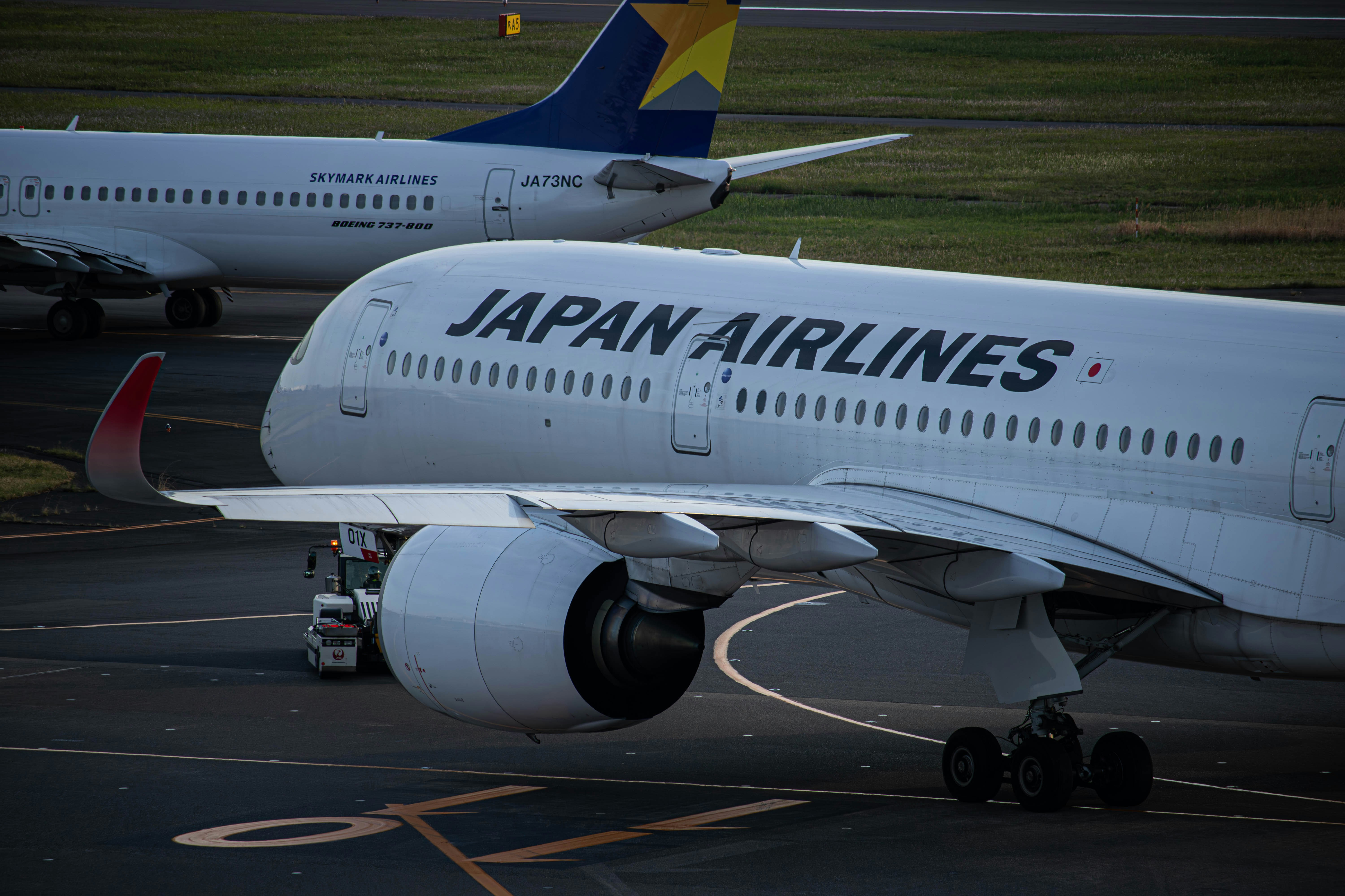 Japan Airlines aircraft being serviced on ground