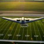 B-2 Spirit bomber compared to football field