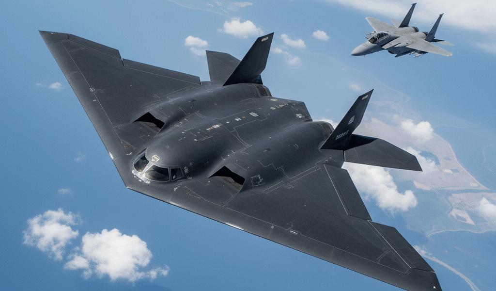 B-2 Spirit stealth bomber aerial view showing wingspan