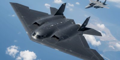 B-2 Spirit stealth bomber aerial view showing wingspan
