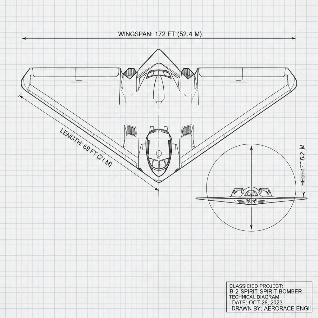 B-2 bomber technical specifications diagram