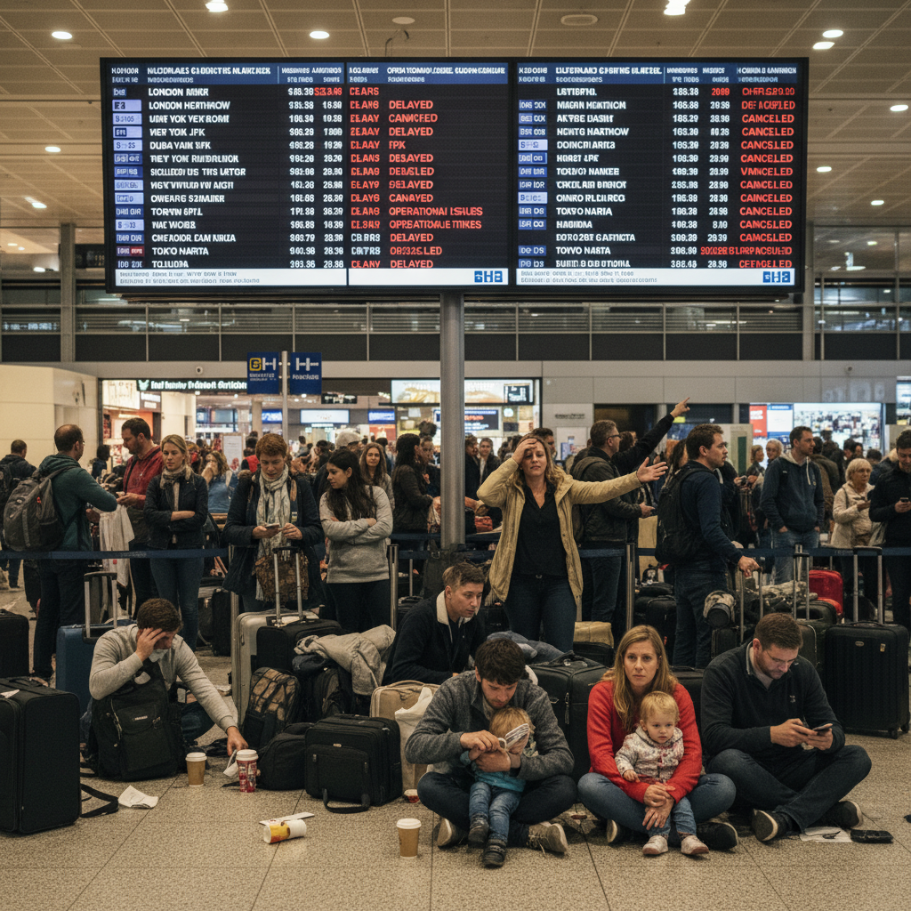 Airport delayed flight situation requiring compensation