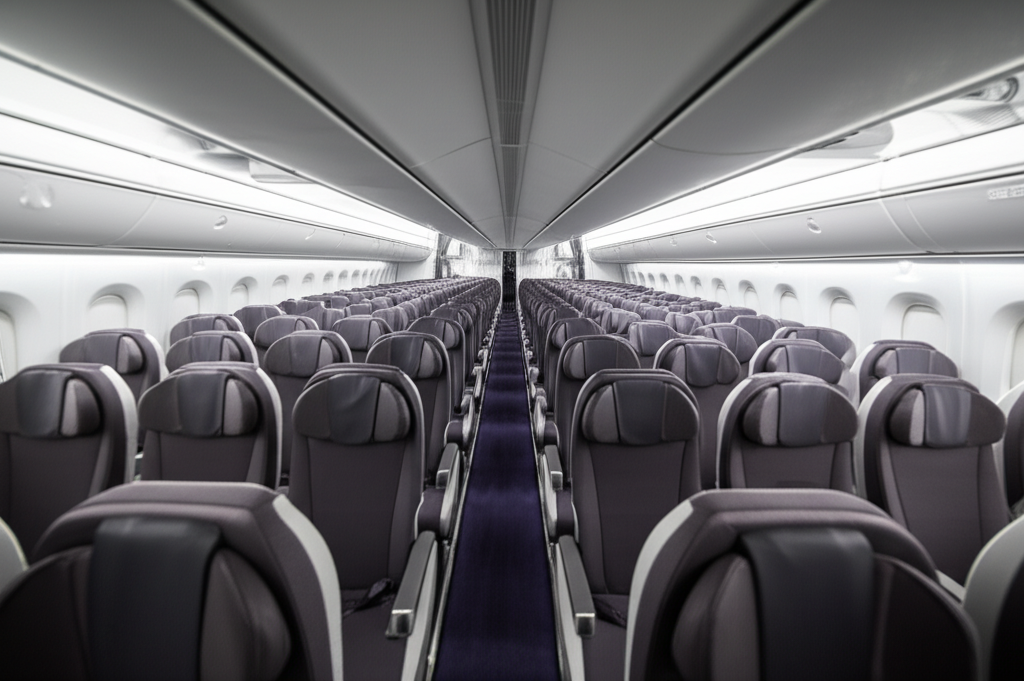 Modern widebody aircraft cabin interior